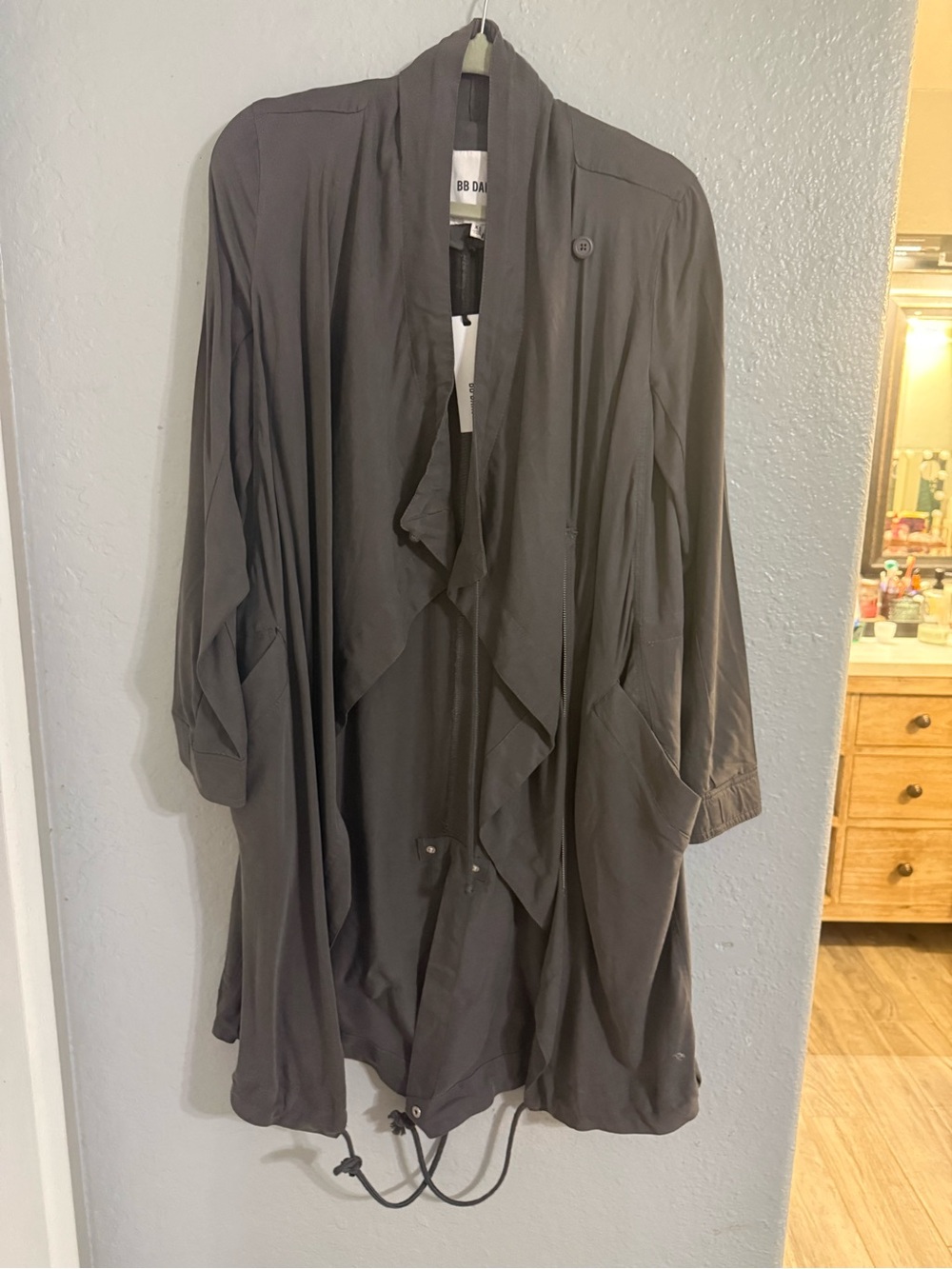 BB Dakota Charcoal Open-Front Waterfall Jacket